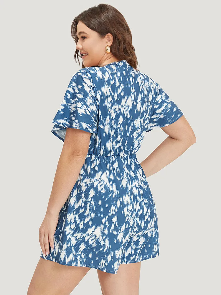 Batik Print Ruffle Sleeve Pocket Elastic Waist Jumpsuit sold by Bloomchic product image thumbnail 2