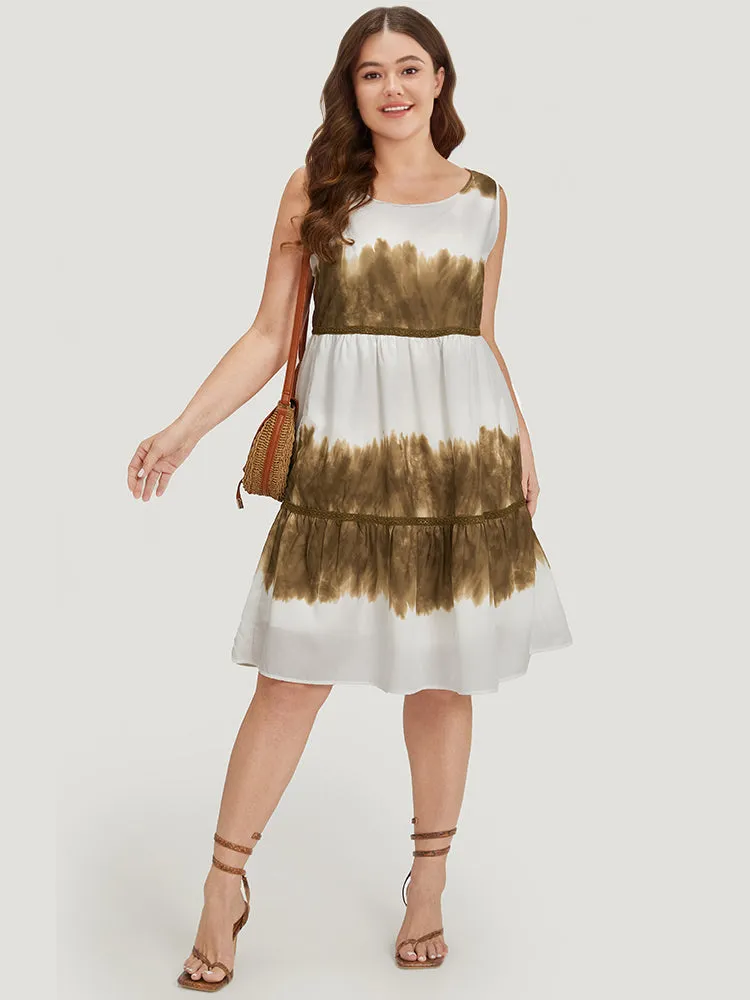 Tie Dye Crochet Lace Ruffle Layered Hem Tank Dress sold by Bloomchic product image thumbnail 5