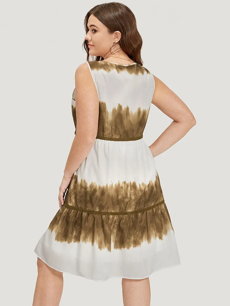 Tie Dye Crochet Lace Ruffle Layered Hem Tank Dress sold by Bloomchic product image thumbnail 2