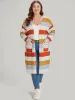 Striped Contrast Patched Pocket Open Front Kimono sold by Bloomchic