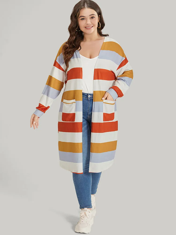 Striped Contrast Patched Pocket Open Front Kimono sold by Bloomchic product image thumbnail 4