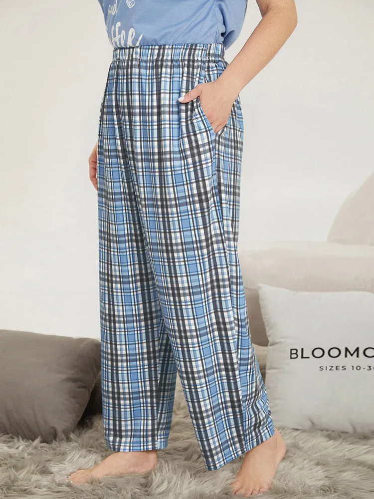 Plaid Pocket Elastic Waist Sleep Pants sold by Bloomchic product image thumbnail 3