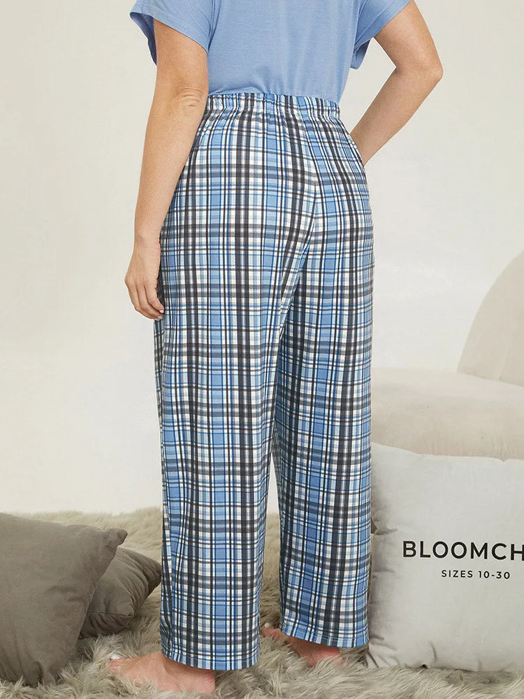 Plaid Pocket Elastic Waist Sleep Pants sold by Bloomchic product image thumbnail 4