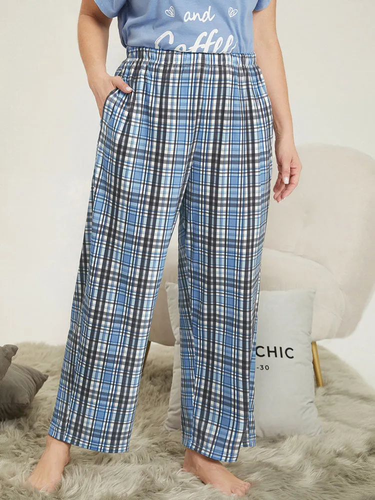 Plaid Pocket Elastic Waist Sleep Pants sold by Bloomchic