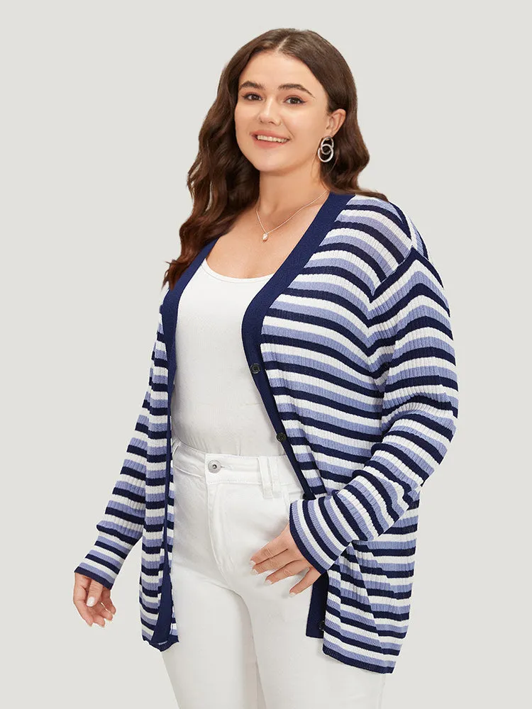 Contrast Striped Rib Knit Button Through Cardigan sold by Bloomchic product image thumbnail 5
