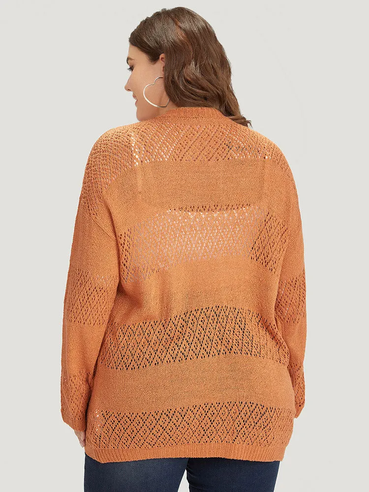 Plain Geometric Eyelet Button Through Loose Cardigan sold by Bloomchic product image thumbnail 2
