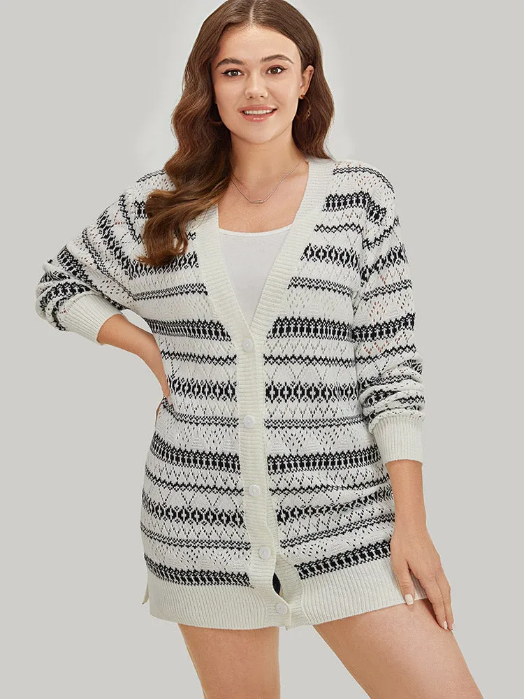 Geometric Striped Button Through Patchwork Cardigan sold by Bloomchic product image thumbnail 3