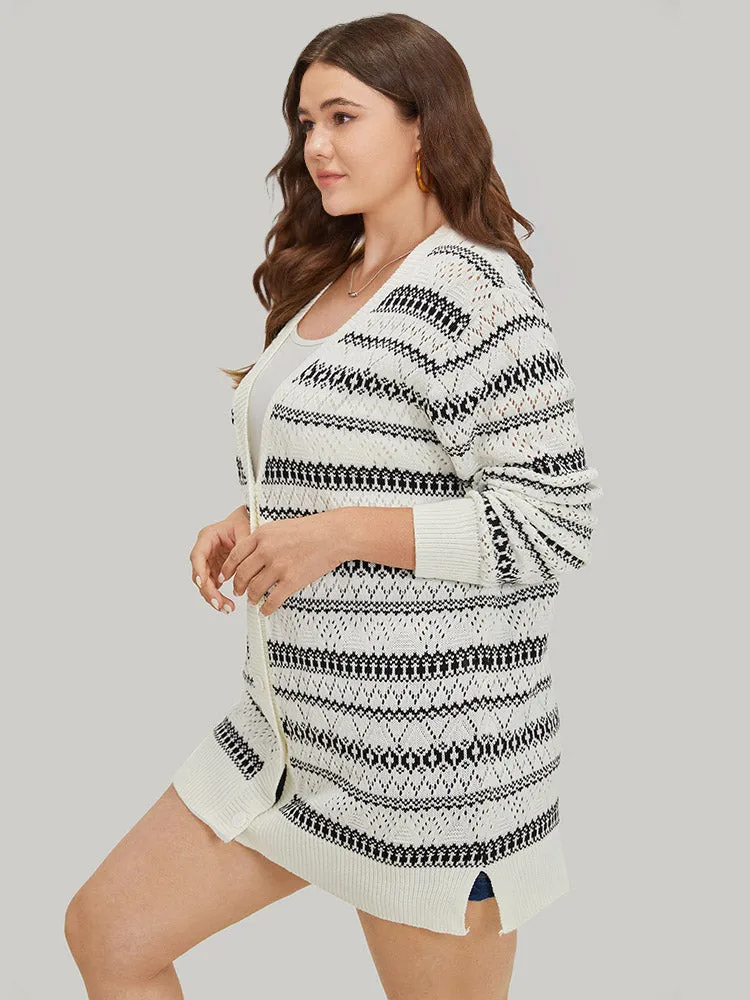 Geometric Striped Button Through Patchwork Cardigan sold by Bloomchic product image thumbnail 4