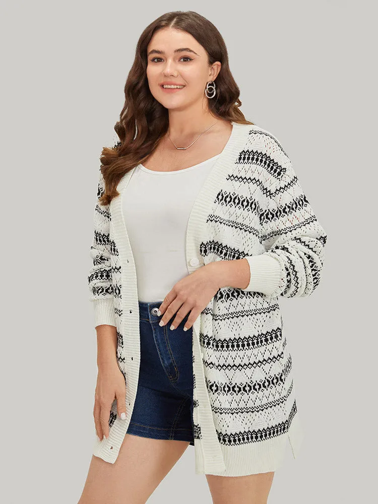 Geometric Striped Button Through Patchwork Cardigan sold by Bloomchic product image thumbnail 5