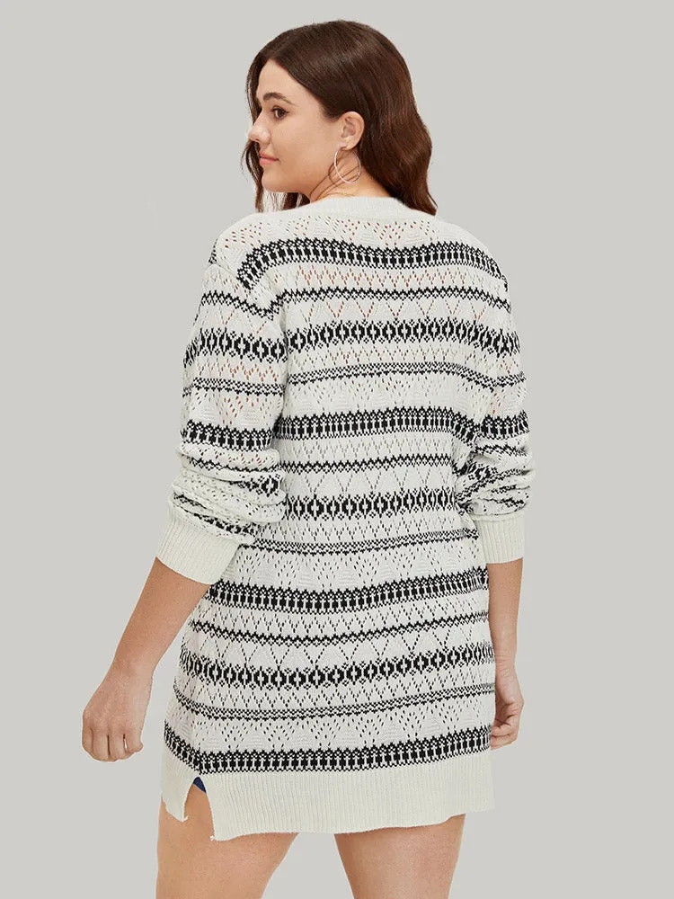 Geometric Striped Button Through Patchwork Cardigan sold by Bloomchic product image thumbnail 2