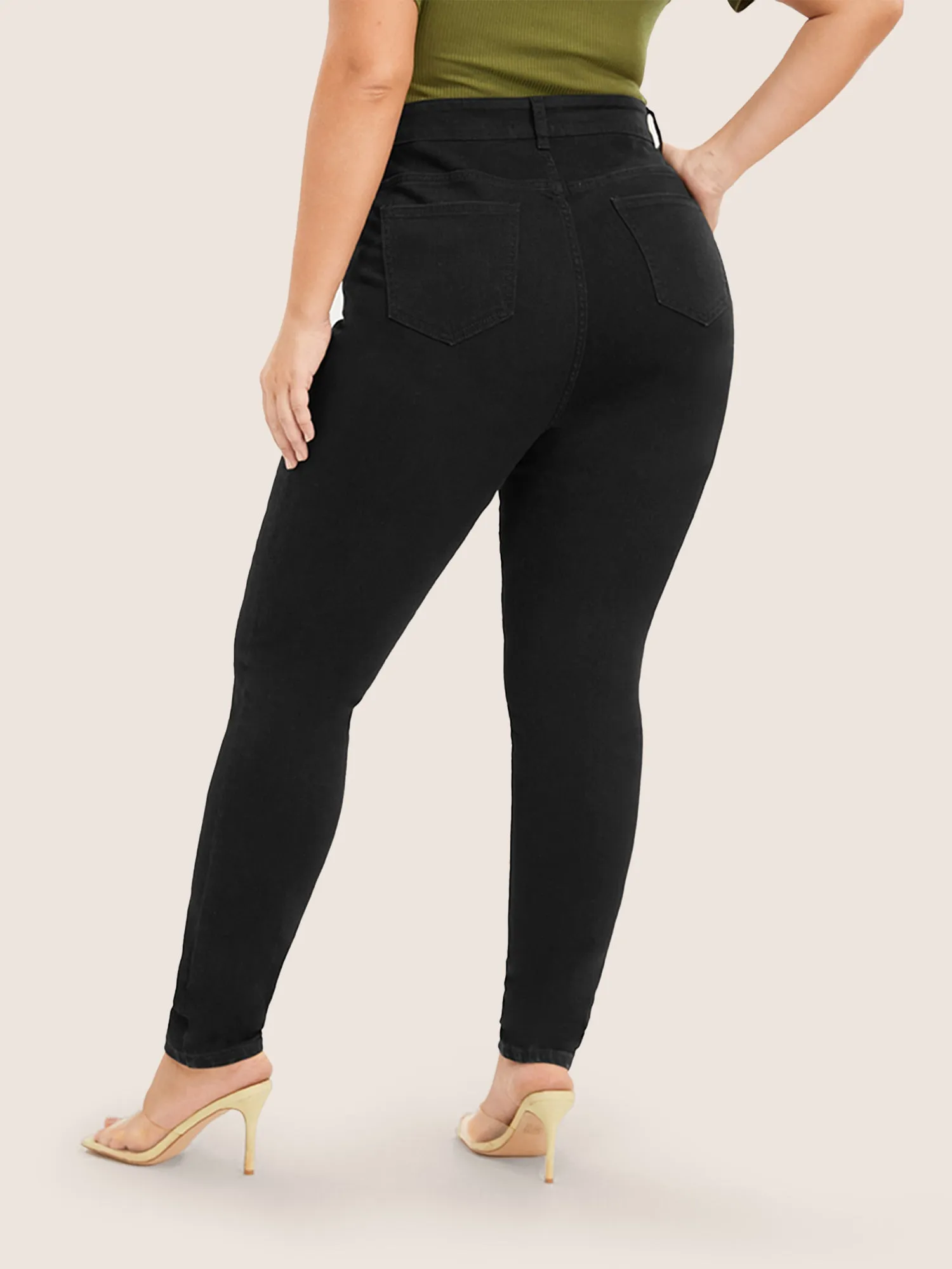 Skinny Very Stretchy High Rise Black Wash Sculpt Waist Jeans sold by Bloomchic product image thumbnail 5