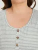 Striped Button Detail Sleep Tank Top sold by Bloomchic