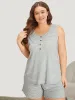Striped Button Detail Sleep Tank Top sold by Bloomchic