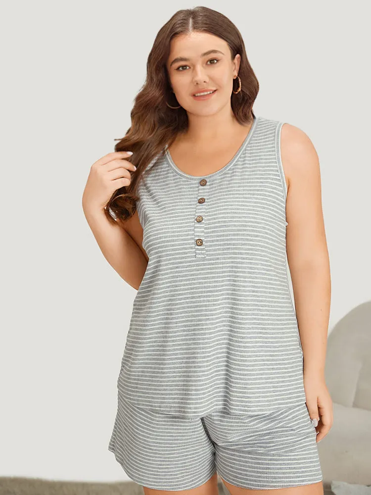 Striped Button Detail Sleep Tank Top sold by Bloomchic product image thumbnail 3