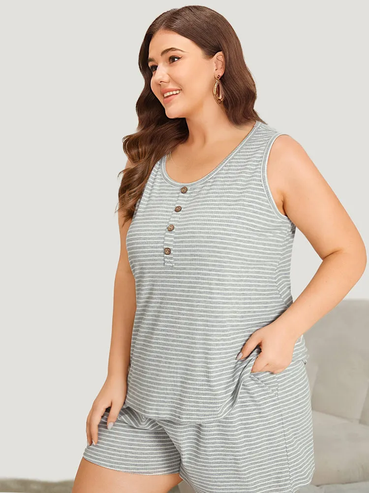 Striped Button Detail Sleep Tank Top sold by Bloomchic product image thumbnail 4