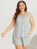 Striped Button Detail Sleep Tank Top sold by Bloomchic