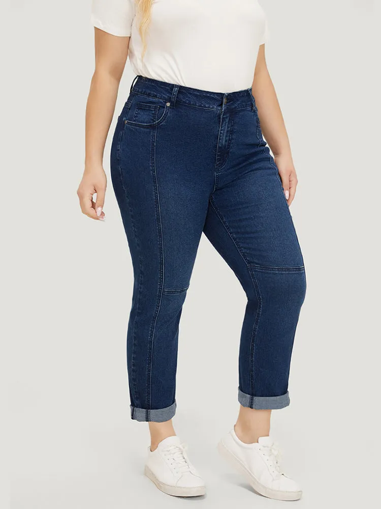 Very Stretchy Pocket Dark Wash Patchwork Jeans sold by Bloomchic product image thumbnail 2