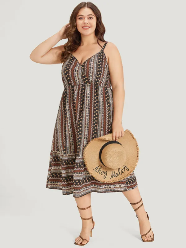 Bandana Print Ruffle Hem Wrap Pocket Cami Dress sold by Bloomchic