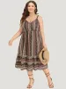 Bandana Print Ruffle Hem Wrap Pocket Cami Dress sold by Bloomchic