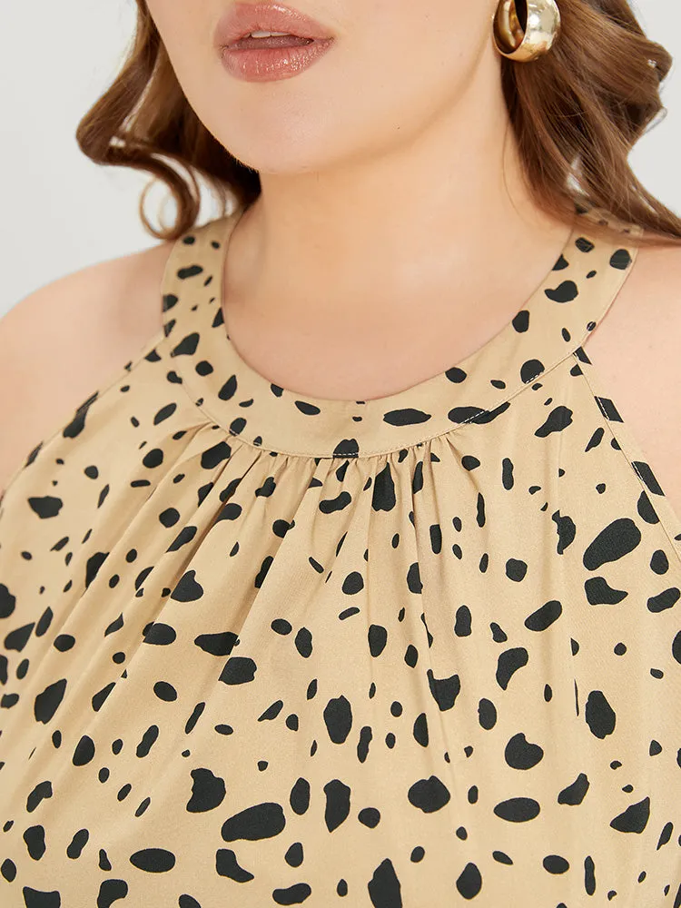 Leopard Print Halter Pocket Belted Ruffle Hem Dress sold by Bloomchic product image thumbnail 5