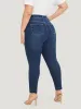 Very Stretchy Floral Embroidered Dark Wash Jeans sold by Bloomchic