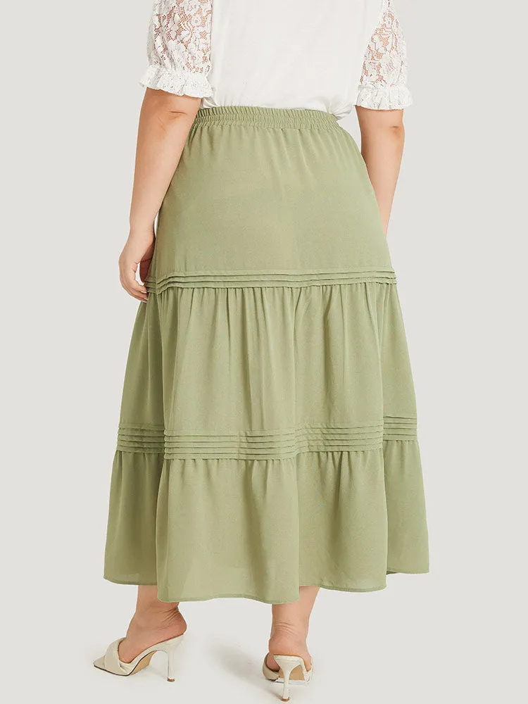 Plain Drawstring Pocket Ruffle Layered Hem Skirt sold by Bloomchic product image thumbnail 5