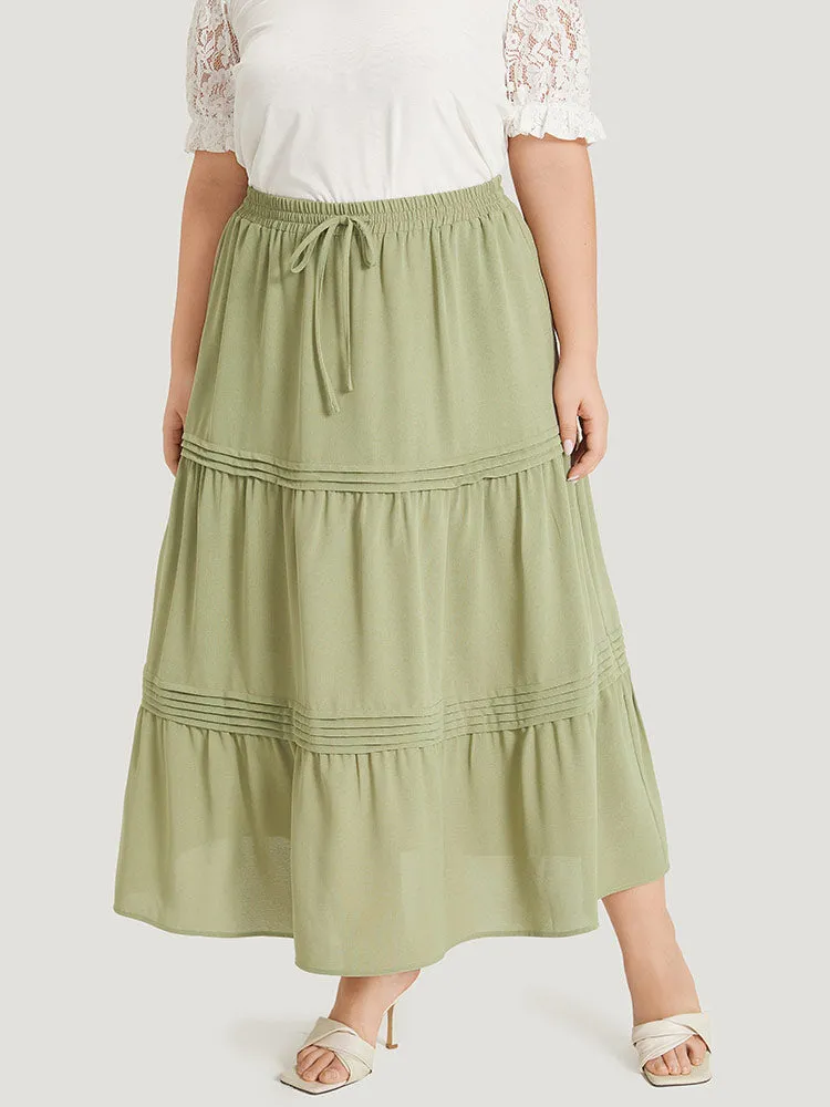 Plain Drawstring Pocket Ruffle Layered Hem Skirt sold by Bloomchic product image thumbnail 3
