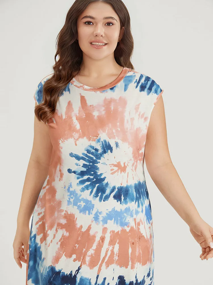 Tie Dye Split Hem Pocket Crew Neck Sleeveless Dress sold by Bloomchic product image thumbnail 5