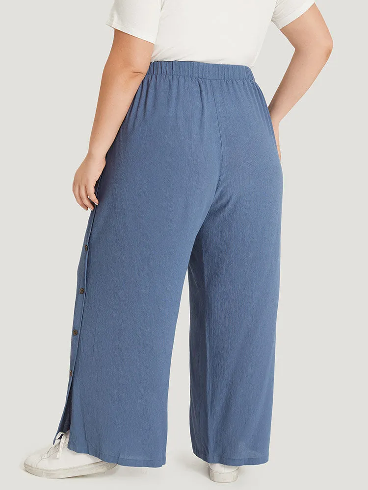 Plain Pocket Split Hem Ties Button Detail Pants sold by Bloomchic product image thumbnail 4