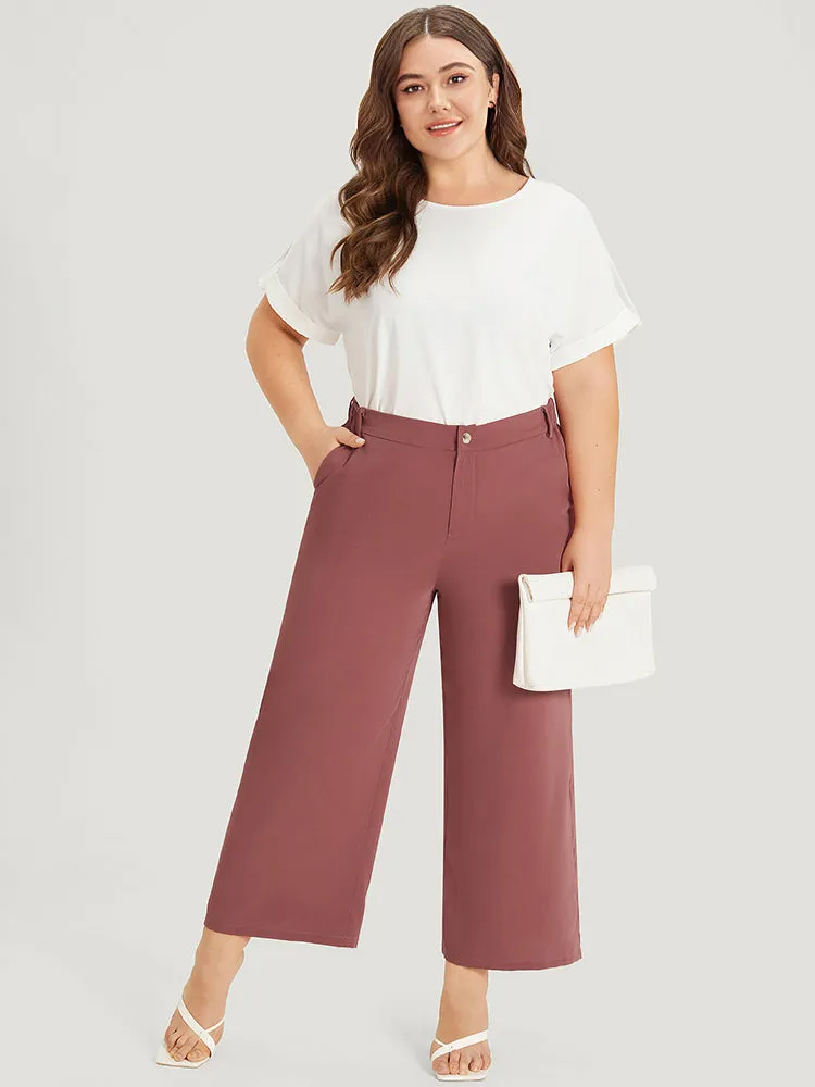 Solid Pocket Elastic Waist Straight Leg Pants sold by Bloomchic product image thumbnail 3