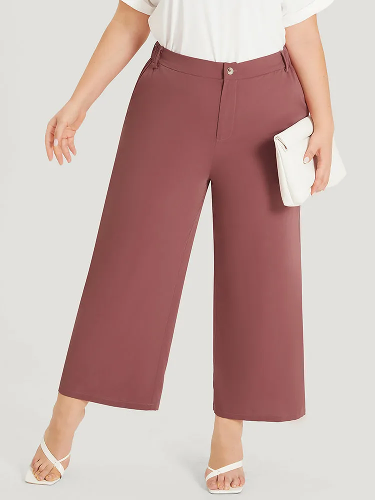 Solid Pocket Elastic Waist Straight Leg Pants sold by Bloomchic