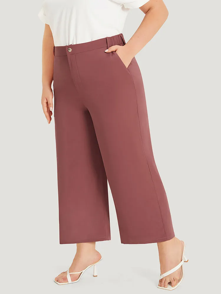 Solid Pocket Elastic Waist Straight Leg Pants sold by Bloomchic product image thumbnail 2