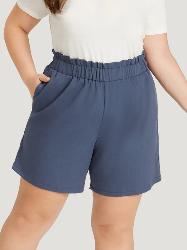 Plain Pocket Paperbag Waist Shorts sold by Bloomchic