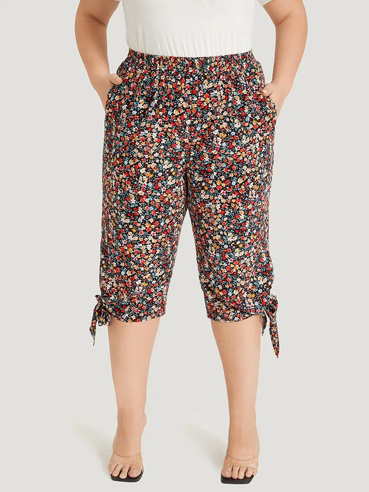 Ditsy Floral Pocket Elastic Waist Twist Hem Pants sold by Bloomchic product image thumbnail 2