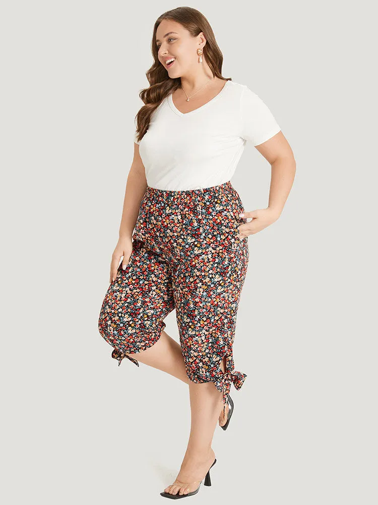 Ditsy Floral Pocket Elastic Waist Twist Hem Pants sold by Bloomchic product image thumbnail 3