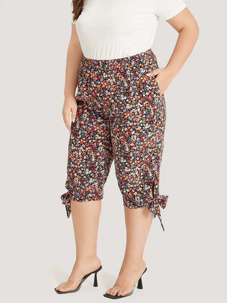 Ditsy Floral Pocket Elastic Waist Twist Hem Pants sold by Bloomchic product image thumbnail 4