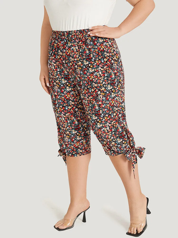 Ditsy Floral Pocket Elastic Waist Twist Hem Pants sold by Bloomchic