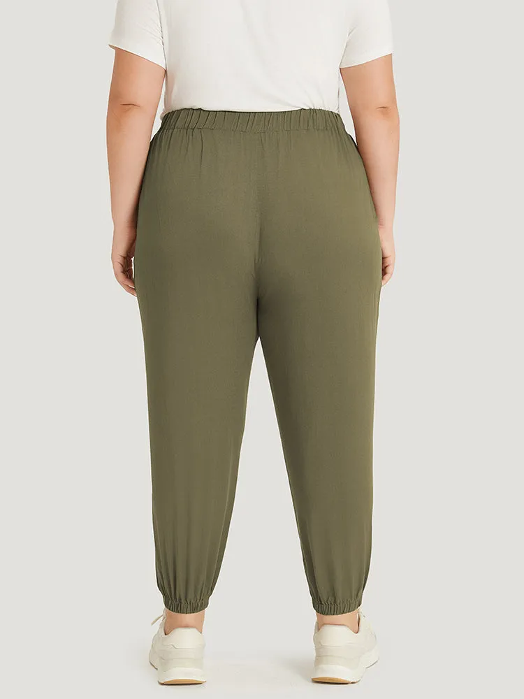 Plain Pocket Elastic Waist Carrot Pants sold by Bloomchic product image thumbnail 3