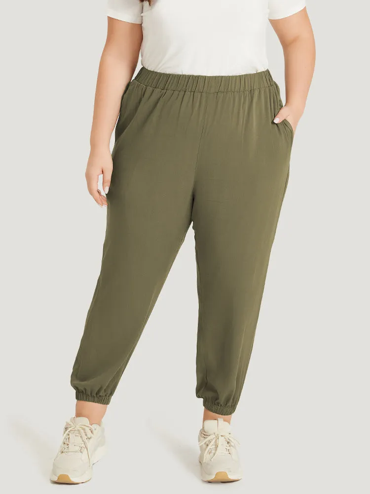 Plain Pocket Elastic Waist Carrot Pants sold by Bloomchic product image thumbnail 2