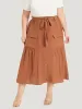 Contrast Button Detail Flap Pocket Gathered Skirt sold by Bloomchic