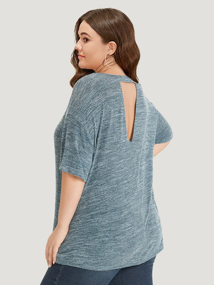 Heather Cut Out Drop Shoulder T-shirt sold by Bloomchic product image thumbnail 4