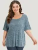 Heather Cut Out Drop Shoulder T-shirt sold by Bloomchic