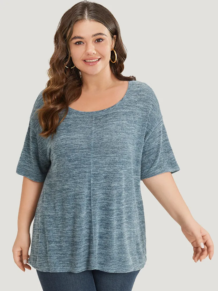 Heather Cut Out Drop Shoulder T-shirt sold by Bloomchic