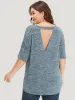 Heather Cut Out Drop Shoulder T-shirt sold by Bloomchic