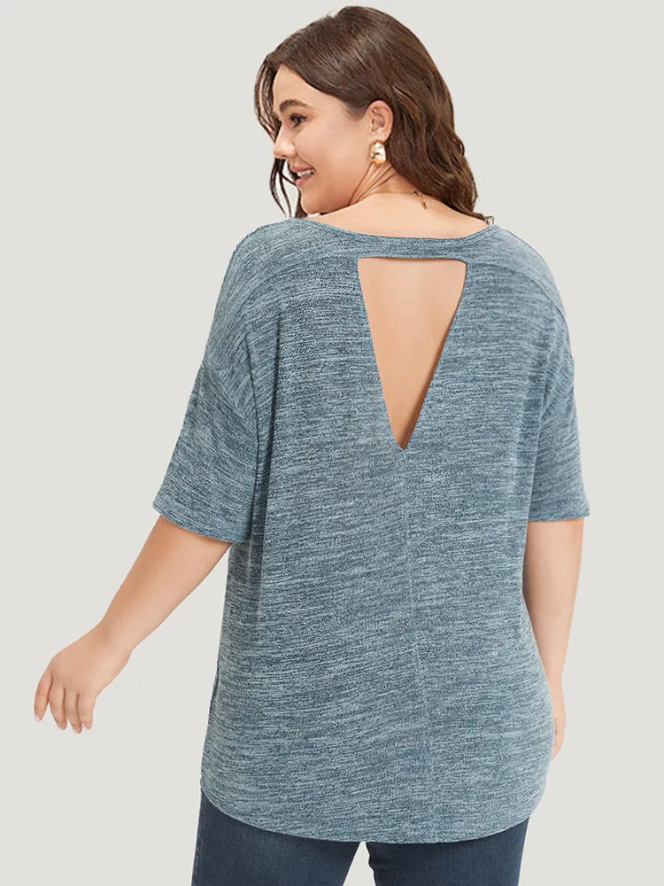 Heather Cut Out Drop Shoulder T-shirt sold by Bloomchic product image thumbnail 2