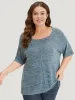 Heather Cut Out Drop Shoulder T-shirt sold by Bloomchic