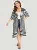 Striped Ruffle Hem Pocket Open Front Kimono sold by Bloomchic