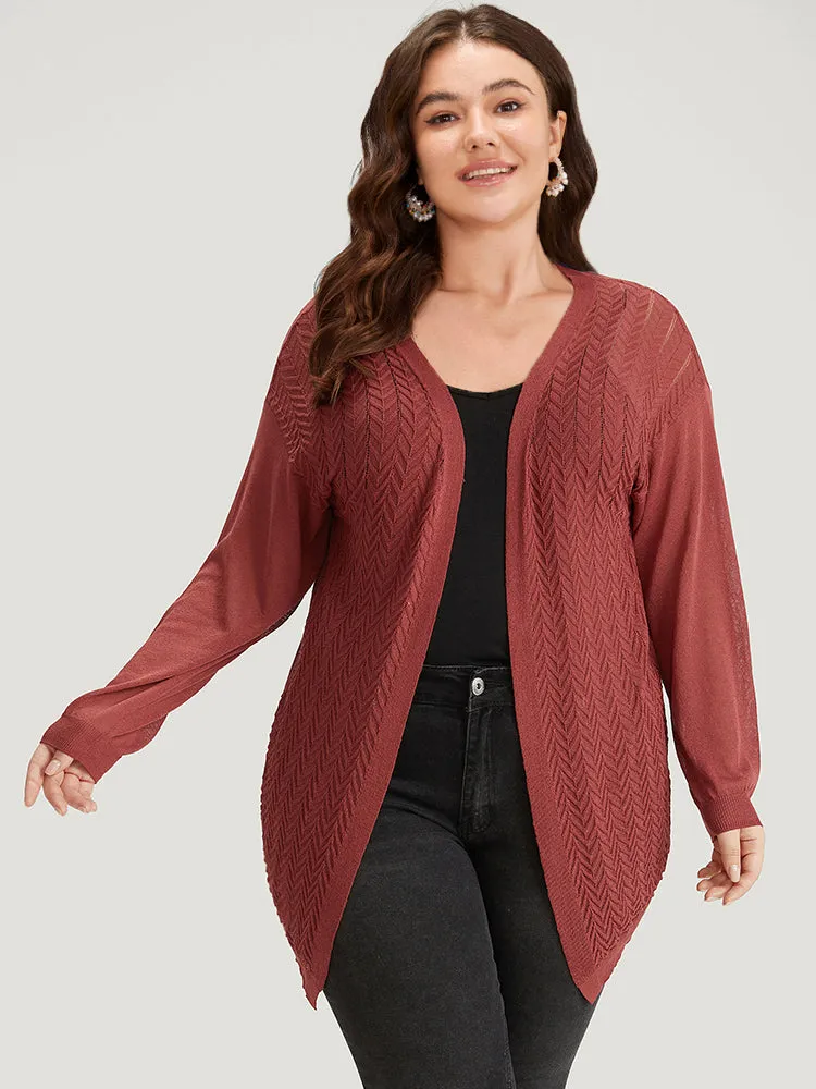 Geometric Plisse Patchwork Loose Open Front Cardigan sold by Bloomchic product image thumbnail 5