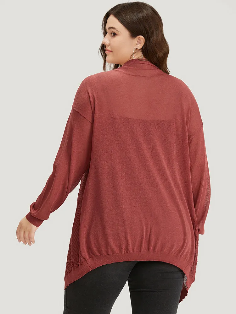 Geometric Plisse Patchwork Loose Open Front Cardigan sold by Bloomchic product image thumbnail 2