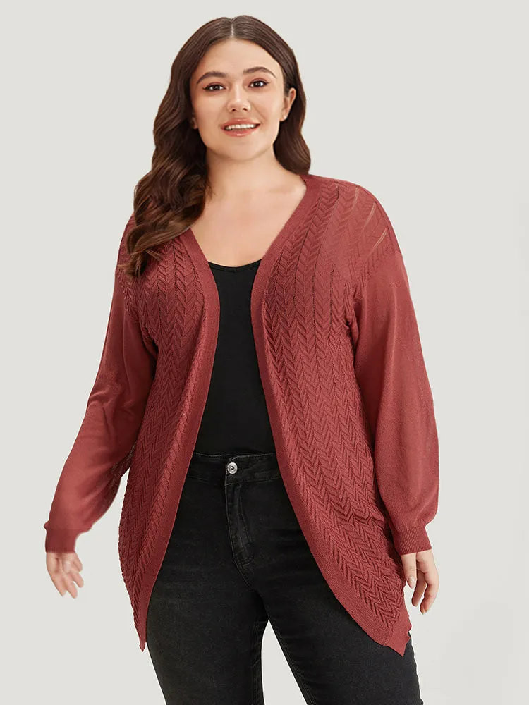 Geometric Plisse Patchwork Loose Open Front Cardigan sold by Bloomchic product image thumbnail 3